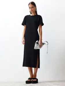 Trendyol Flared Sleeves Pure Cotton A-Line Midi Dress