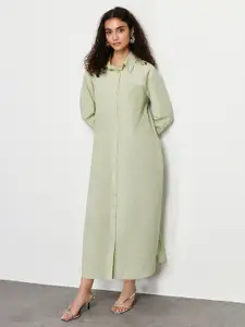 Trendyol Cuffed Sleeves Shirt Style Maxi Dress