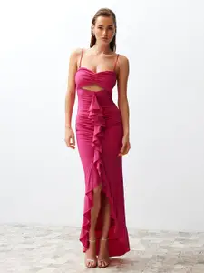 Trendyol Shoulder Straps Ruffled Maxi Dress