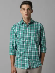 Louis Philippe Sport Slim Fit Tartan Checked Pure Cotton Casual Shirt