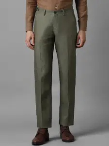 Louis Philippe Men Textured Self Design Mid-Rise Slim Fit Formal Trouser