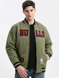 SHOWOFF Typography Printed Stand Collar Windcheater Rapid Dry Puffer Jacket