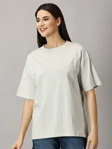 THE HOLLANDER Drop Shoulder Sleeves Cotton Oversized T-shirt