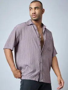 CHIMPAAANZEE Striped Spread Collar Oversized Casual Shirt