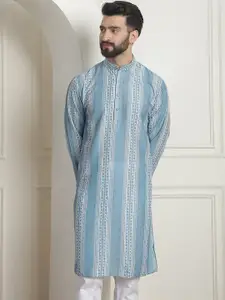 SOJANYA Printed Mandarin Collar Long Sleeves Straight Kurta