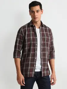 Arrow Sport Checked Spread Collar Cotton Curved Slim Fit Casual Shirt