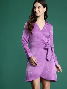 DressBerry Satin Finish Mini Wrap Dress
