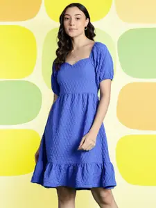 DressBerry Textured Sweetheart Neck  A-Line Dress