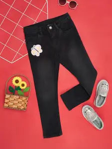 Pantaloons Junior Girls Slim Fit Clean Look Embellished Detail Pure Cotton Jeans