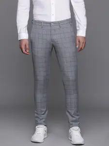 Louis Philippe Ath.Work Men Checked Super Slim Fit Smart Casual Trousers