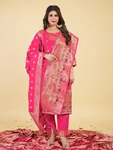 Royal Rajgharana Saree Ethnic Motifs Pure Silk Unstitched Dress Material