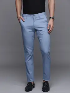 Louis Philippe Sport Men Self Design Textured Super Slim Fit Chinos Trousers