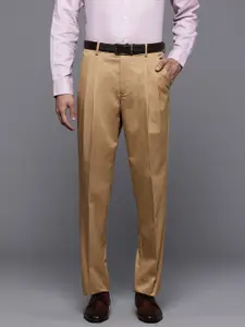 Louis Philippe Men Pure Cotton Classic Pleated Formal Trousers