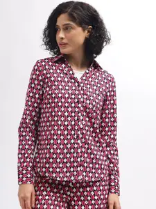 ELLE Printed Spread Collar Casual Shirt