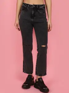 V-Mart Women High-Rise Slash Knee Heavy Fade Jeans