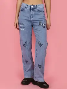 V-Mart Women High-Rise Printed Clean Look Heavy Fade Stretchable Jeans