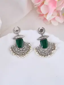 DASTOOR Silver-Plated Contemporary Oxidised Drop Earrings