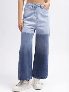 ELLE Women Flared Heavy Fade Pure Cotton Jeans