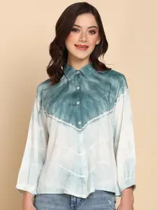 Maaesa Relaxed Tie & Dye Spread Collar Regular Fit Casual Shirt