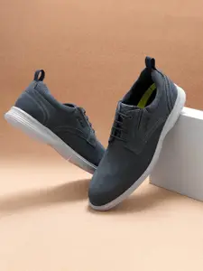 Florsheim Men Textured Round Toe Lightweight Suede Derbys