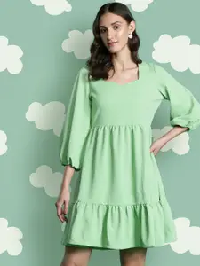 DressBerry Sweetheart Neck Puff Sleeve A-Line Dress