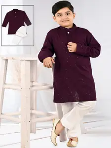 BAESD Boys Ethnic Motifs Regular Sequinned Straight Kurta With Trousers