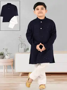 BAESD Boys Ethnic Motifs Regular Sequinned Straight Kurta With Trousers