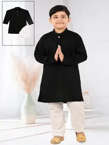 BAESD Boys Ethnic Motifs Regular Sequinned Straight Kurta With Trousers