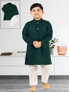 BAESD Boys Ethnic Motifs Regular Sequinned Straight Kurta With Trousers