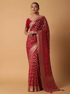 KALKI Fashion Woven Design Zari Bandhani Saree With Tassels