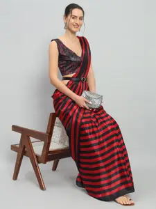 RACHNA Striped Satin Ready to Wear Saree