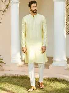 See Designs Printed Mandarin Collar Chanderi Silk Kurta