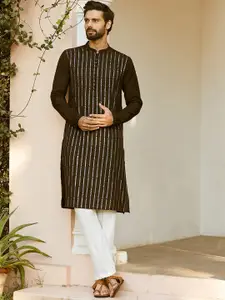 See Designs Thread Work Gold Chanderi Silk Sequins Kurta