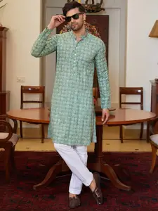 See Designs Printed Cotton Mandarin Collar Kurta