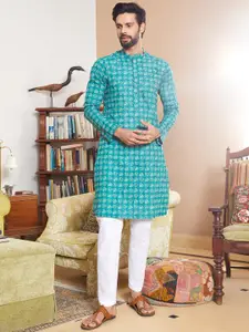 See Designs Printed Cotton Mandarin Collar Kurta