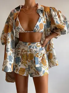 StyleCast Printed Top & Shorts Co-Ords With Shirt