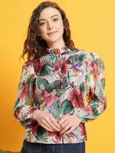 The Dry State Tie-Up Neck Floral Print Top