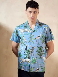 DENNISON Tropical Block Printed Oversized Casual Shirt