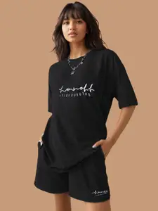 KRAASA Typography Printed Round Neck T-Shirt & Shorts