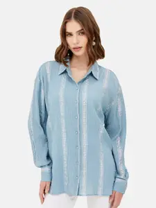 Kazo Relaxed Vertical Stripes Cotton Casual Shirt