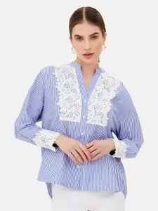Kazo Relaxed Opaque Striped Cotton Formal Shirt