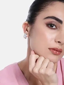 Estele Rhodium-Plated Classic Half Hoop Earrings