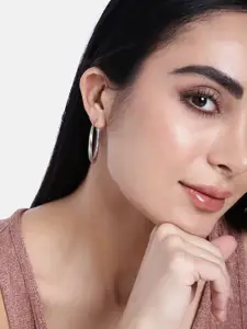 Estele Rhodium-Plated Circular Hoop Earrings