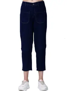 BAESD Girls Mom Fit High-Rise Clean Look Cotton Cropped Jeans