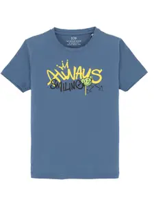 Status Quo Boys Typography Printed Round Neck Short Sleeves Cotton T-shirt