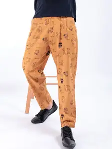 The Indian Garage Co Men Printed Mid Rise Cotton Loose Fit Trousers