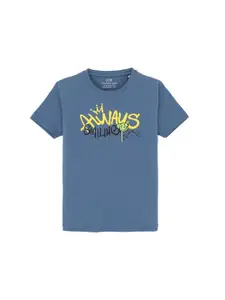 Status Quo Boys Typography Printed Round Neck Short Sleeves Cotton T-shirt