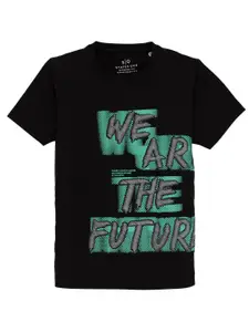 Status Quo Boys Typography Printed Round Neck Short Sleeves Cotton T-shirt