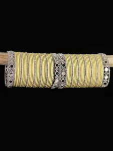 LAVAZZA Set Of 70 Mirror Work Crystal Lightweight Bangles