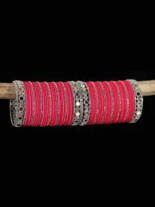 LAVAZZA Set Of 70 Mirror Work Crystal Studded Lightweight Bangles